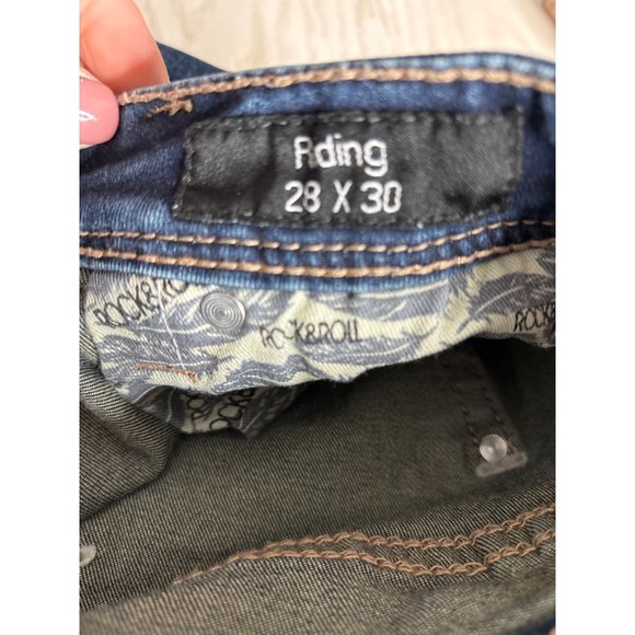 Rock & Roll Women's Dark Wash Mid-Rose Boot Cut Riding Jeans 28 - Picture 5 of 8